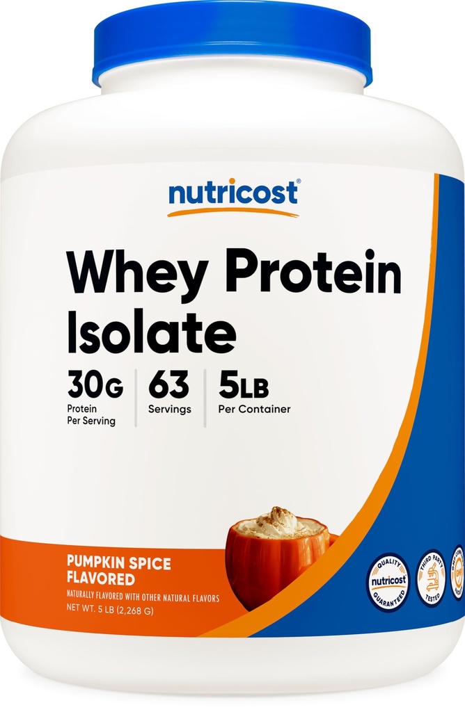 Nutricost Whey Protein Isolate Powder (Pumpkin Spice) 5 LB - 30g of Protein, GMO-Free, Gluten-Free, 63 Servings