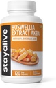 STAY ALIVE Boswellia Serrata Extract Κάψουλες 1000mg με AKBA και 65% Boswellic Acid, 12:1 Resin Extract Powder, 120 Count for 2-Month Supply, Non-GMO and Gluten-free Boswellia Συμπλήρωμα