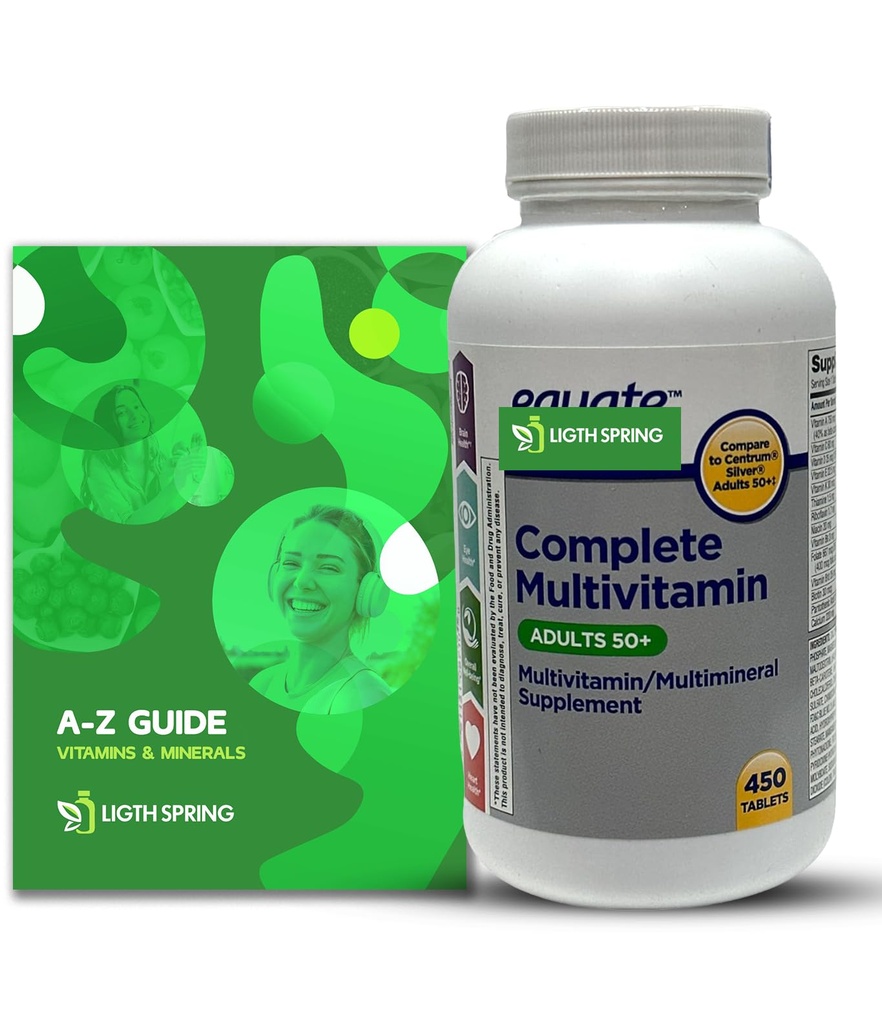 Equate Adults 50+ Complete Multivitamin/Multimineral Supplement Tablets, 450 Ct Bundle with Exclusive Vitamins & Minerals