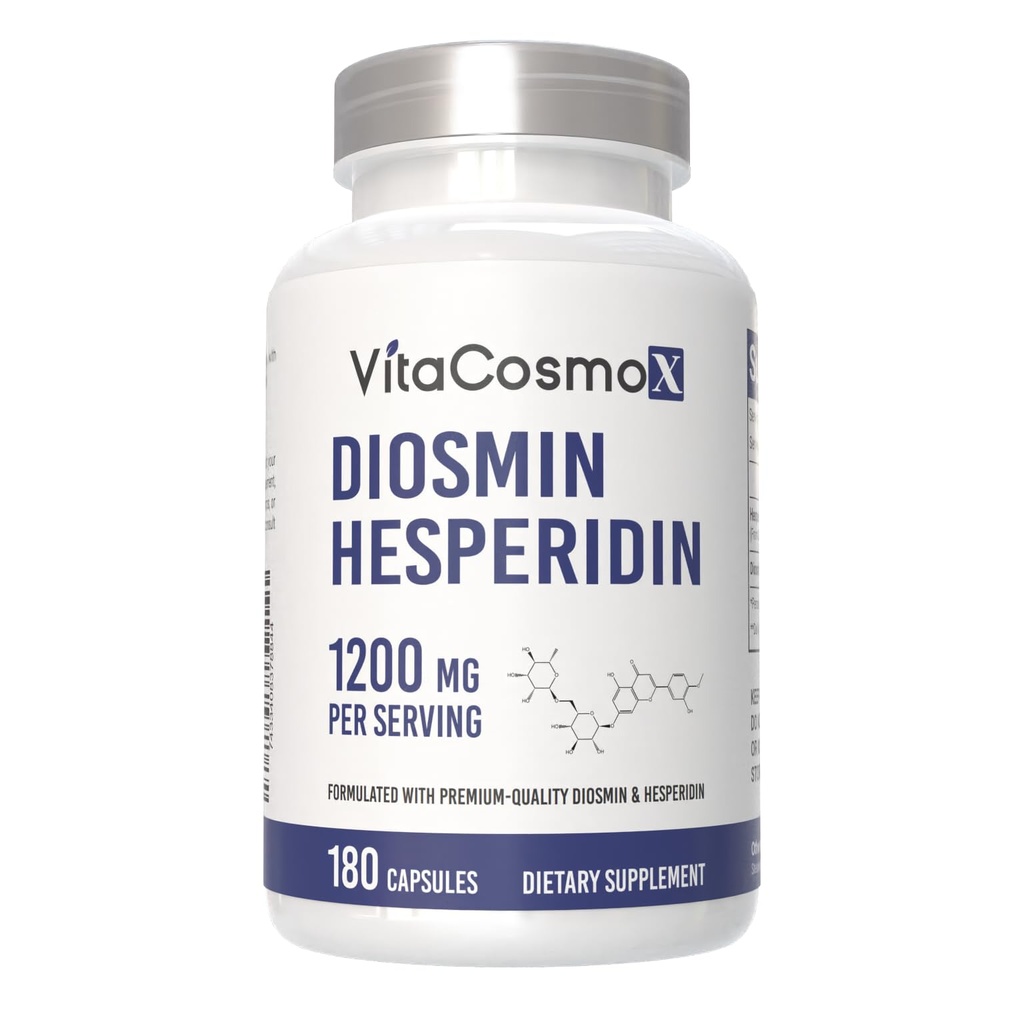 Diosmin Hesperidin 1200 mg Complex, 240 κάψουλες, Citrus Bioflavonoids πλούσιο εκχύλισμα φρούτων, 100% χορτοφαγικό, μη ΓΤΟ και χωρίς γλουτένη (180 Count (Pack of 1))