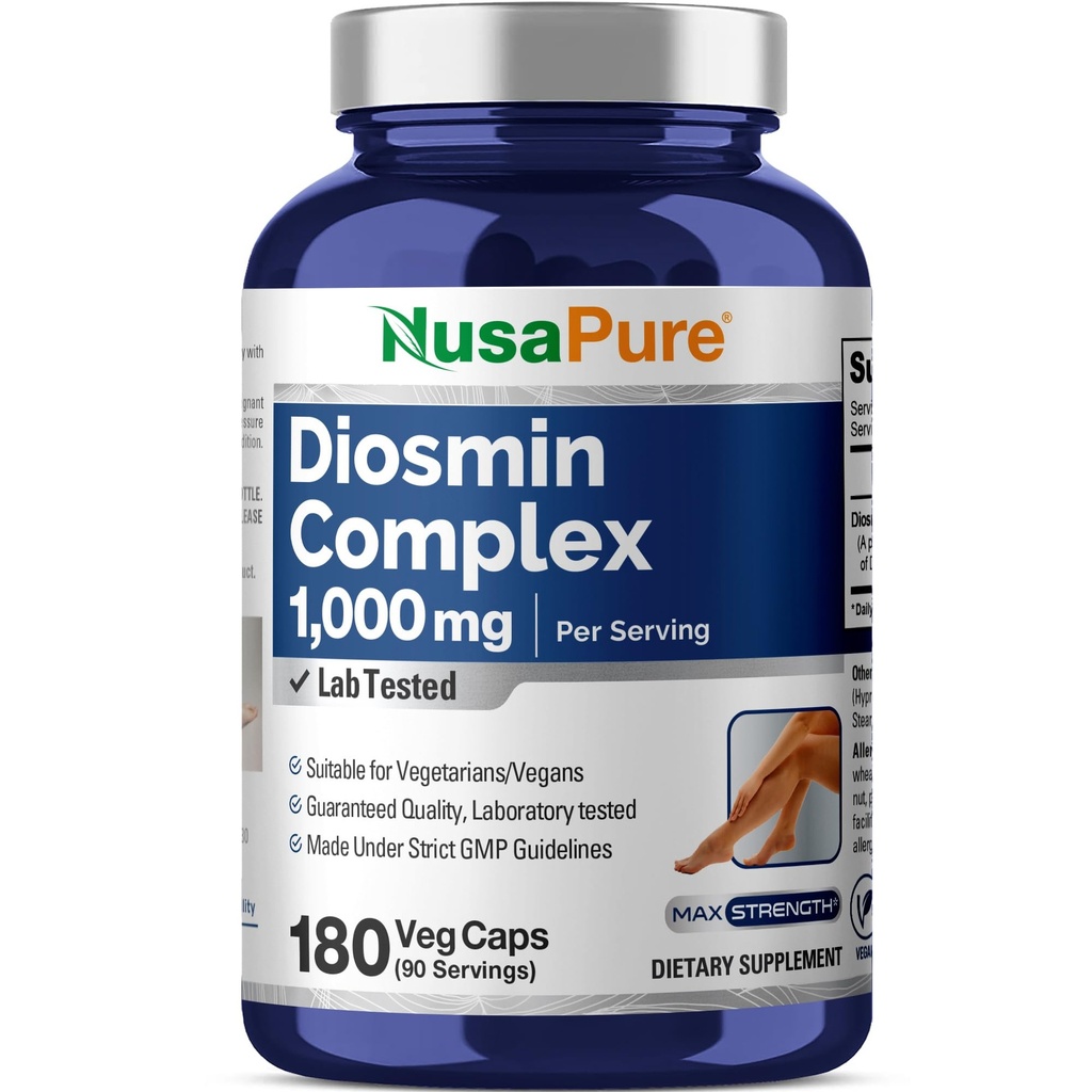 NusaPure Diosmin Complex 1,000mg per Serving 180 Veggie Caps (Non-GMO, Vegan) Citrus Aurantium