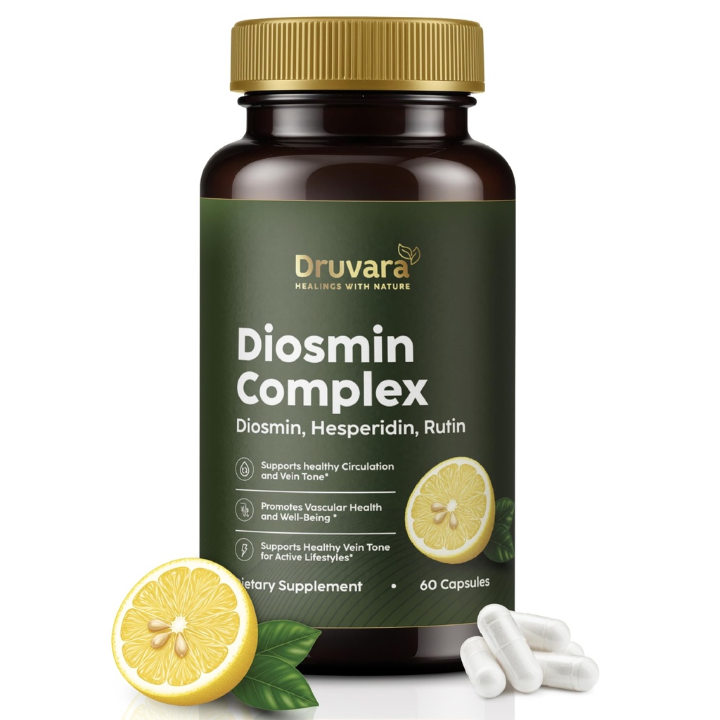 Diosmin Hesperidin with Rutin & B Vitamins | Vein Support Supplement for Leg Comfort, Healthy Circulation, Vein Strength & Improved Mobility - 60 Capsules