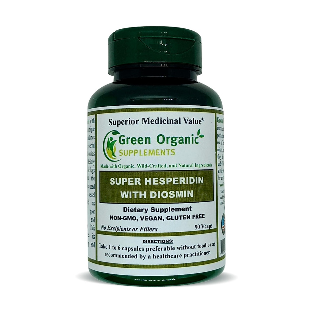 Green Organic Supplements Hesperidin, Diosmin 180, Unique Formula (Hand Made, Non-GMO, Vegan, Gluten Free) (Pack of 2)