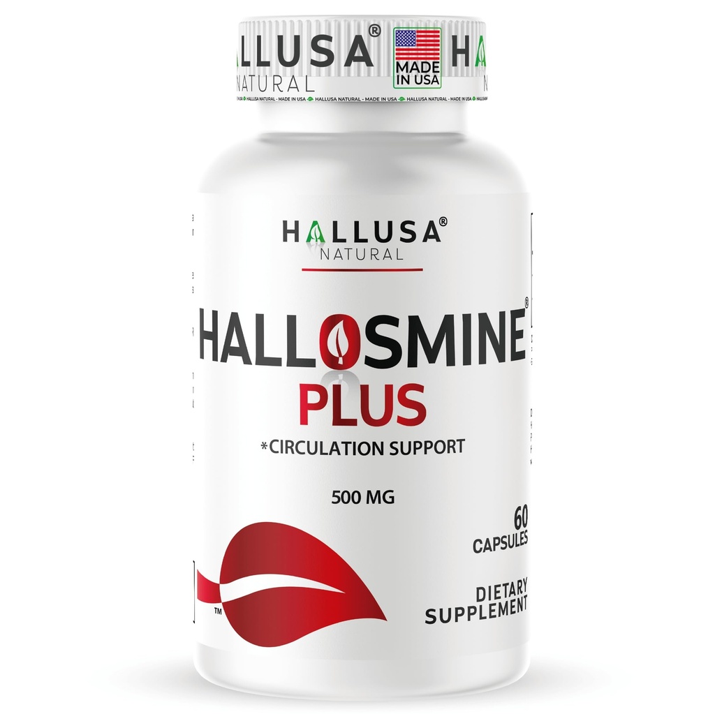 Hallusa Natural Hallosmine Plus 500mg Diosmin – High Strength Circulation & Vein Support Supplement, Vascular Health, Visible Veins, Spider Veins, Blood Flow, Swelling & Heavy Legs, 60 Capsules