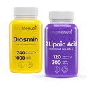 LongLifeNutri Diosmin 1000 mg & R-Alpha Lipoic Acid 300 mg Bundle – 240/120 Vegan Capsules, 4-6 Month Supply, Vascular Bioflavonoid & Stabilized Antioxidant, Non-GMO, GMP Certified, Made in USA