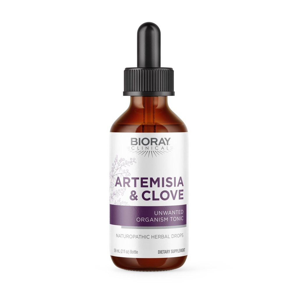 BIORAY Clinical Artemisia & Clove - 2 fl oz - Unwanted Organism Removal with Medicinal Mushrooms - Non-GMO, Vegetarian, Gluten Free