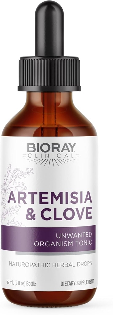 BIORAY Professional Artemisia & Clove - 2 fl oz - Ανεπιθύμητη αφαίρεση οργανισμού με φαρμακευτικά μανιτάρια - μη ΓΤΟ, χορτοφάγοι, χωρίς γλουτένη
