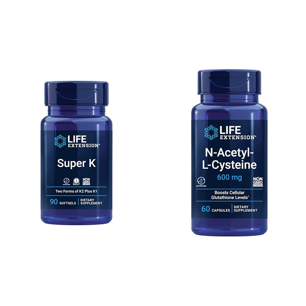 Life Extension Super K, Vitamin K1, Vitamin K2 mk-7, Vitamin K2 mk-4 & N-Acetyl-L-Cysteine (NAC), Immune, Respiratory