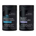Sports Research® Sleep Pack - Magnesium L-Threonate Capsules 2000mg - High-Absorption Magtein for Enhanced Brain Health, Memory, Focus & Restful Sleep Support + Sleep Complex - Melatonin-Free