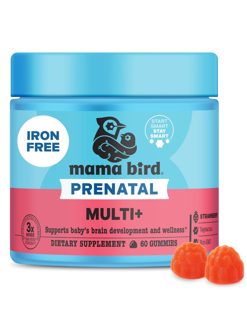 Best Nest Wellness Mama Bird Prenatal Multi Plus - συμπλήρωμα προγεννητικής φροντίδας υποστηρίζει τον εγκέφαλο & Digestive Health - Vegan Multivitamin με μεθυλοφολικό & More - Φράουλα, 60 Gummies (30 εξυπηρετούν)