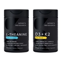 Sports Research® Sunshine's Touch Pack - Double Strength L-Theanine Supplement 200mg + Vegan D3 5000iu with Vitamin K2 100mg