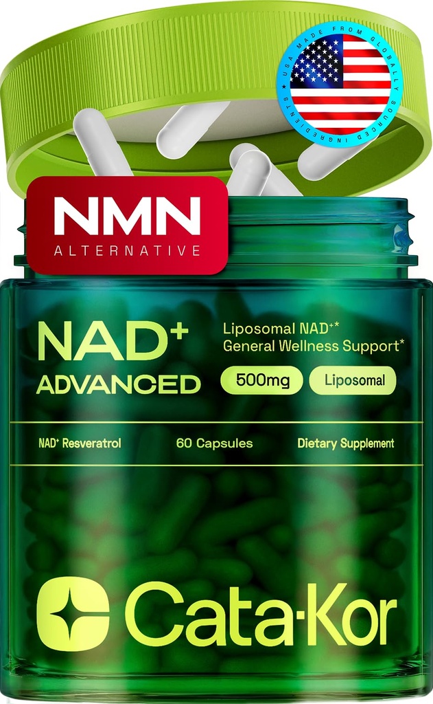 Cata-Kor Liposomal NAD+ Supplement with Resveratrol – NMN Supplement Alternative - Advanced NAD Resveratrol