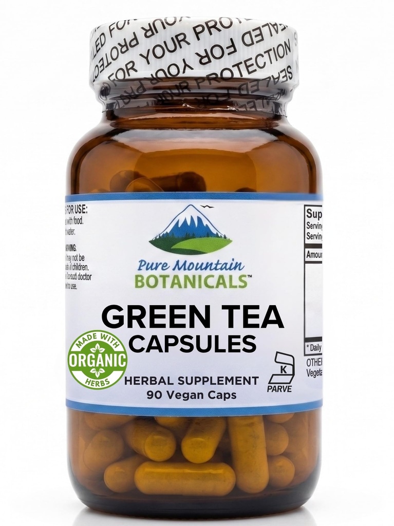 Κάψουλες πράσινου τσαγιού - 90 Kosher Vegan Caps με 450mg βιολογικό πλήρες φάσμα και καθαρό πράσινο εκχύλισμα τσαγιού