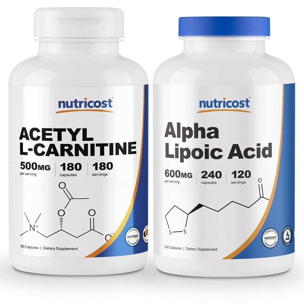 Nutricost Alpha Lipoic Acid 600mg, 240 Caps & Acetyl L-Καρνιτίνη 500mg, 180 Caps