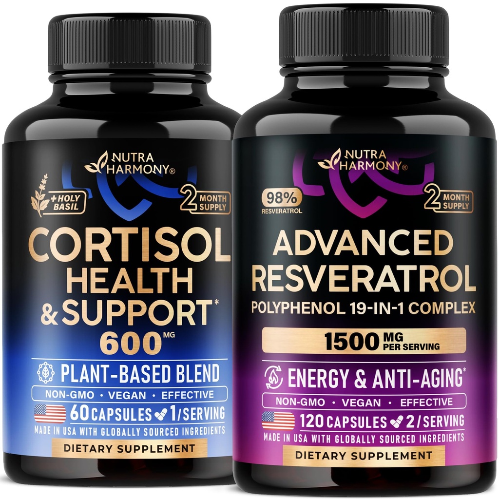 NUTRAHARMONY Cortisol Support & Resveratrol Complex Capsules