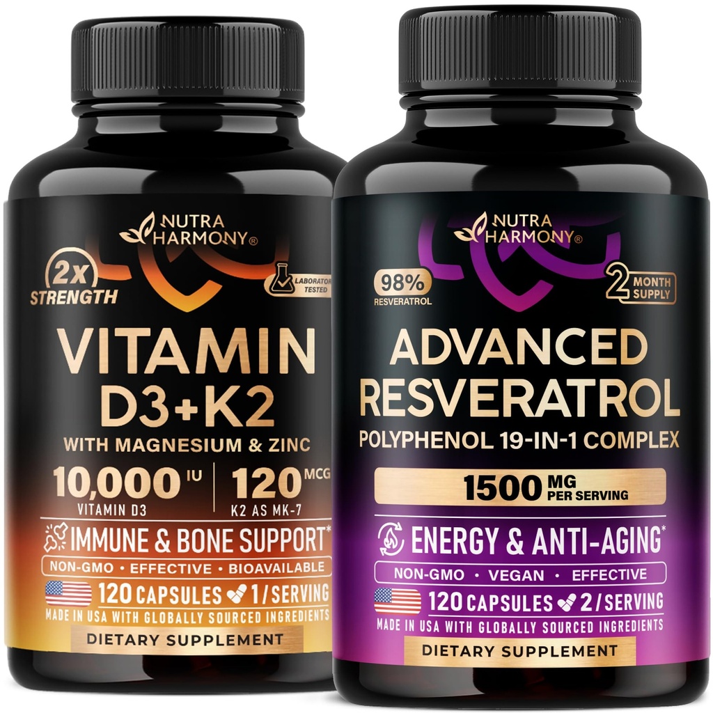 NUTRAHARMONY Vitamin D3 K2 & Resveratrol Blend Capsules