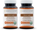 Μυστικά των καψακίων Wild Yam Φυλή 1000 mg που εκτρέφονται συνεχώς USDA Organic Wild Yam (Dioscorea Villosa) Αποξηραμένη Ρίζα, συμπλήρωμα υποστήριξης ορμονών (2x60 κάψουλες)