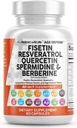 Clean Nutra Fisetin Quercetin Resveratrol Spermidine - Longevity Supplement with NAD Berberine Apigenin | Anti Aging Cellular Health Support Capsules 60 Count