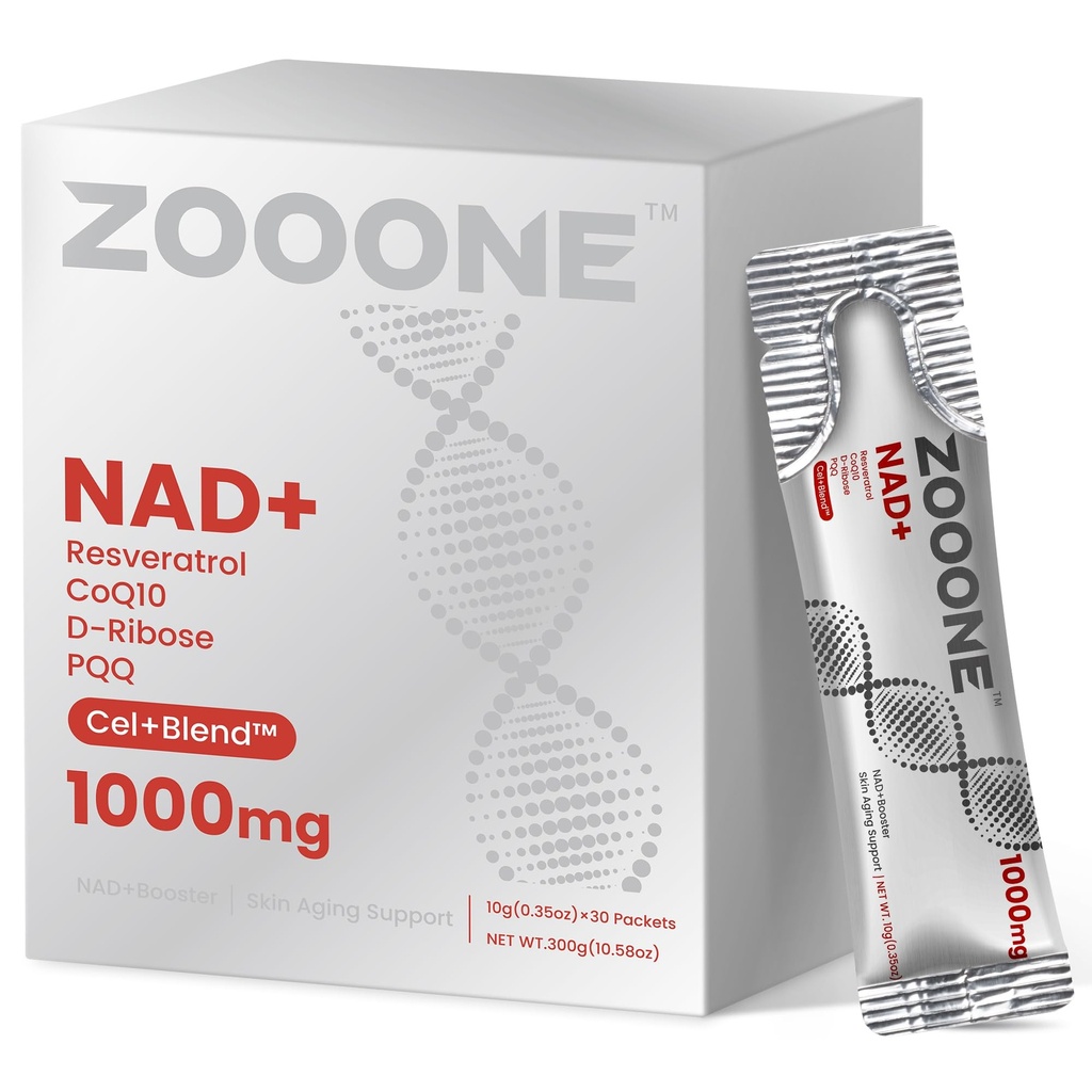 NAD+ 1000mg Liquid Packets Supplement - Premium Nicotinamide Riboside & Resveratrol for Cellular Energy,Advanced NAD Booster for Men & Women (90 Pocket)