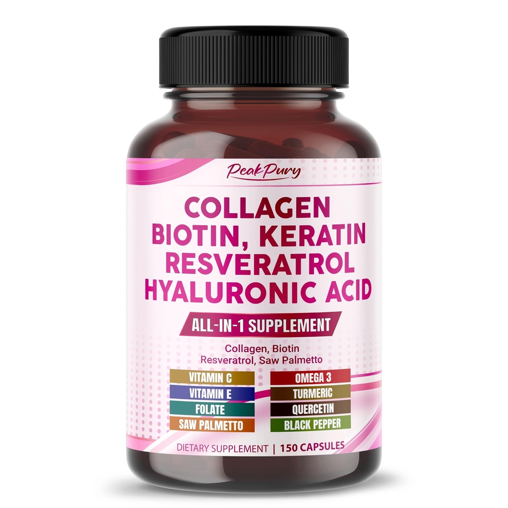 Collagen Biotin Resveratrol Saw Palmetto - Skin, Joint Health Support