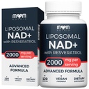 MOM NUTRIX Liposomal NAD Supplement with Resveratrol - High Purity NAD Plus 2000 mg, 120 Capsules, Made in the USA - NMN Alternative