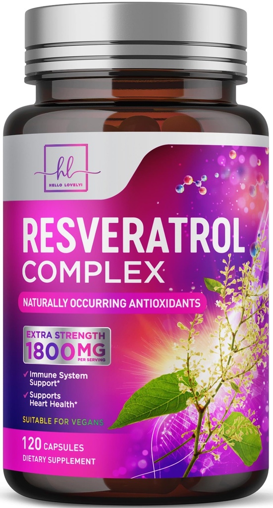 Resveratrol Blend 1800mg per Serving Supplement - Extra Strength Antioxidant Complex for Healthy Aging & Immune Support, Heart Health & Energy Support, Bioavailable Trans-Resveratrol - 120 Capsules