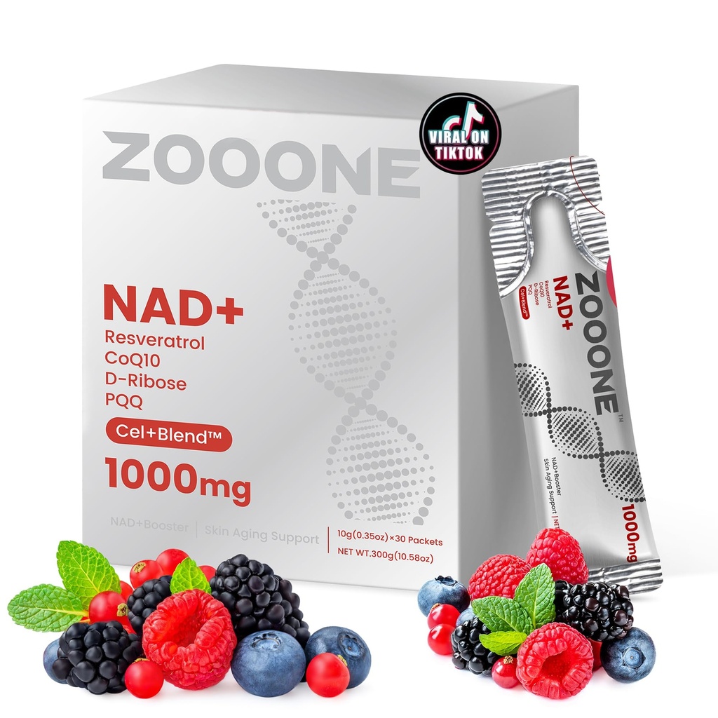 zooone- NAD+ Supplement 30pcs, Premium Nicotinamide Riboside & Resveratrol, DNA Repair & Healthy Aging， Advanced NAD Supplement for Men & Women, Boosts Cellular Energy.