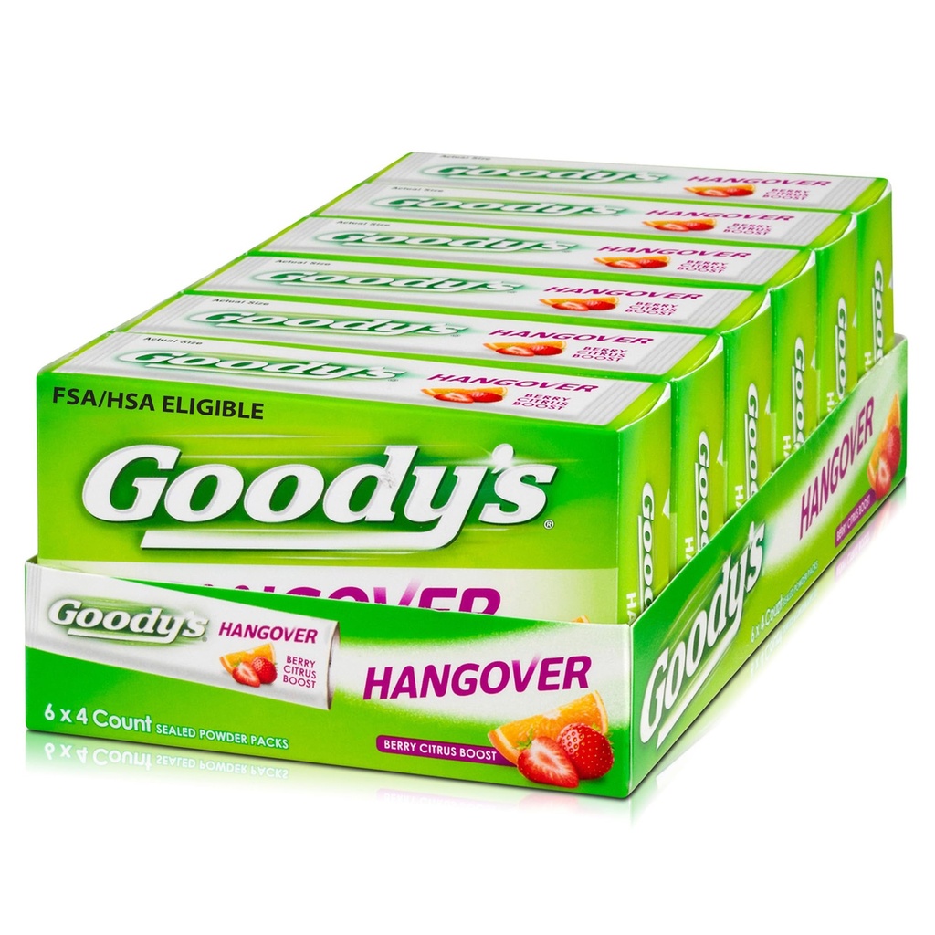Σκόνες Hangover Goody, Fast Pain Relief, Berry Citrus Flavor, 4 Stick Powders, 6 Pack
