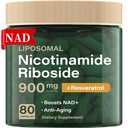 NAD Resveratrol Supplement Plus Extra Strength, Nicotinamide Riboside NR 900mg for Women & Men, NAD Supplement NMN Alternative– Liposomal Formula for Energy, Anti-Aging