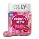 OLLY Period Hero Gummies, PMS Support Supplement,* Chasteberry, Vitamin B6, Calcium, Cran-Raspberry Flavor, 30 Day Supply - 60 Count