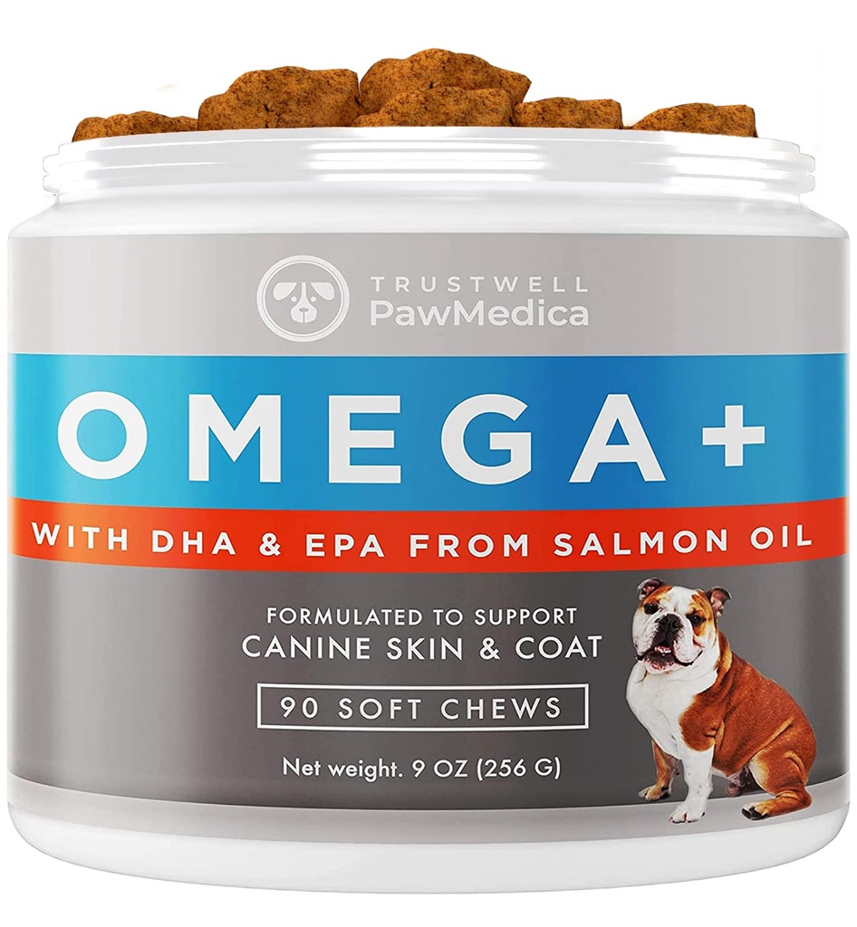 PawMedica Omega 3 για σκύλους, δέρμα σκύλου και παλτό συμπλήρωμα με Fish Oil Αγάπη Βοηθά με το ξηρό δέρμα σκύλου, Omega 3 6 9 Μάσημα βιταμίνης για αλλεργίες σκύλου