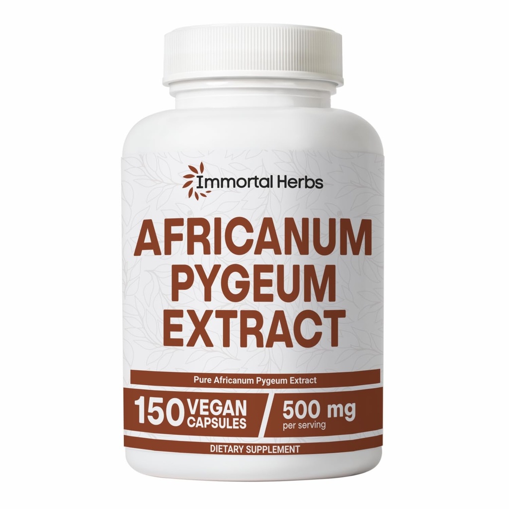 Africanum Pygeum 500mg, 25:1 Extract, 150 Pills, Extra Strength Pygeum Supplement for Men and Women, Non-GMO and Gluten-Free Bark Extract Capsules, 5 Months Supply