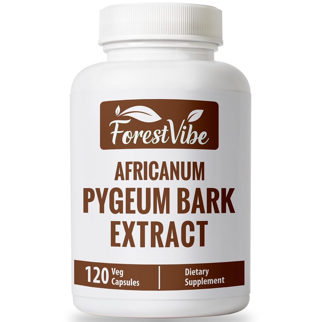 Pygeum Supplement for Men 500mg, Standardized Pygeum Africanum Bark Extract, 120 Vegan Capsules, 4 Month Supply, Non-GMO and Gluten Free Capsules for Men & Women