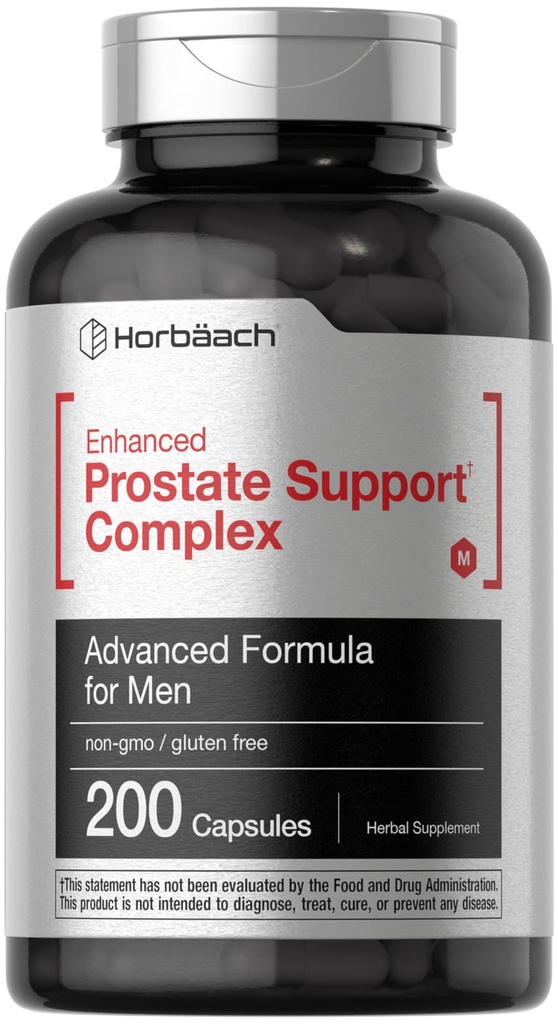 Horbaach Prostate Supplement for Men | 200 Capsules | Advanced Complex with Saw Palmetto, Pygeum, Stinging Nettle | Non-GMO and Gluten Free