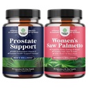 Bundle of Herbal Prostate Supplement for Men - Potent Pygeum Saw Palmetto Extract Beta Sitosterol & Green Tea and Extra Strength Saw Palmetto for Women 500mg - Hair Vitamins for Hair Loss Supplement