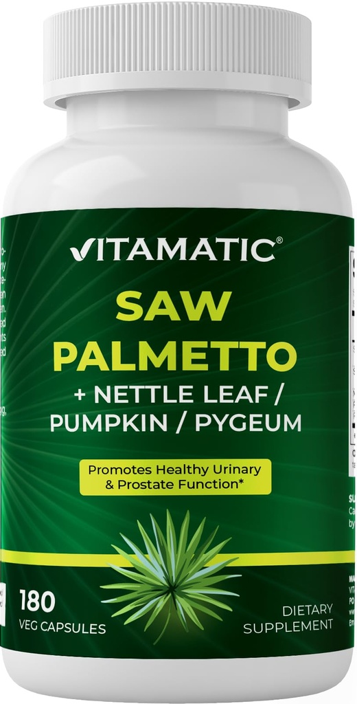 Vitamatic Saw Palmetto + Nettle Leaf/Pumpkin/Pygeum, 180 Veg Capsules