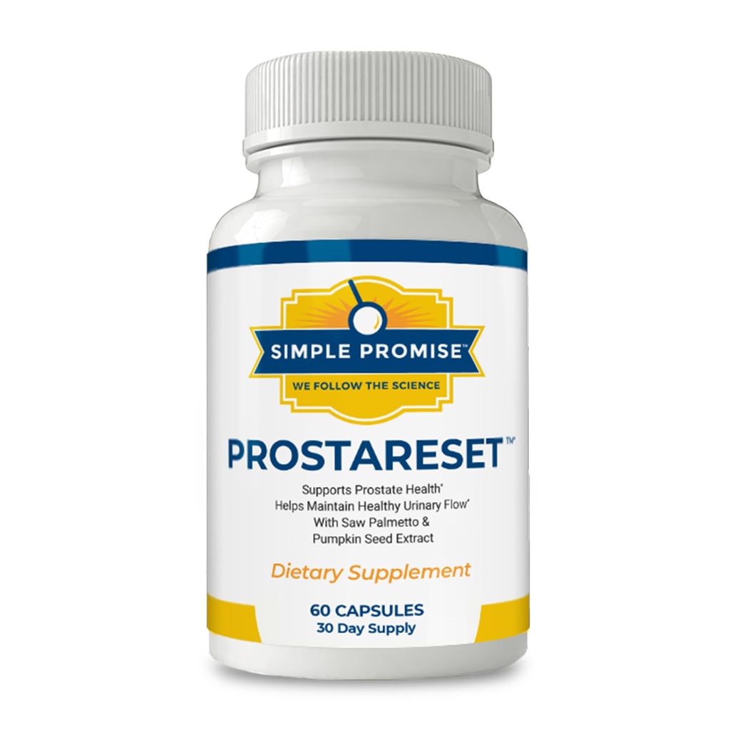 Simple Promise ProstaReset - Premium Prostate Support Supplement for Men - Advanced Prostate & Urinary Health Formula with Saw Palmetto, Beta-Sitosterol, Pygeum & Zinc – 60 Capsules