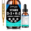 Vitamin D3 K2 Liquid Drops-D3 K2 Vitamin 10000 iu Supplement w/ Coconut Oil , Magnesium Zinc & B6 for Bone Immune & Heart Healthy, D3 and K2 Supplements Drops Faster Absorb Than K2 D3 Vitamin Gummies