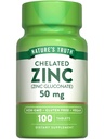 Nature's Truth Chelated Zinc 50mg | 100 Tablets | Essential Mineral Supplement | from Zinc Gluconate | Vegan, Non-GMO & Gluten Free