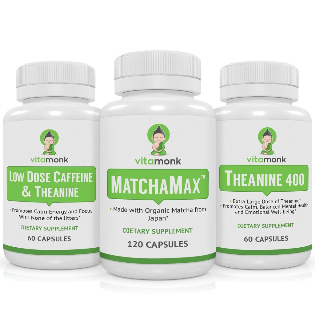 VitaMonk Matcha, χαμηλής δόσης καφεΐνη και Theanine Bundle - Ήρεμη, εστιασμένη ενέργεια χωρίς τα Jitters