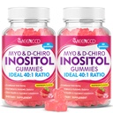 MEENCCD 2 Pack Myo-Inositol & D-Chiro Inositol Gummies, 40:1 Ratio Inositol with Vitamin D3, Magnesium Glycinate, Folate & Zinc, Inositol Supplement for Female Health, Raspberry Flavor, 120 Count