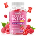 Myo-Inositol & D-Chiro Inositol Gummies for Women 2000mg + 50mg Ideal 40:1 Ratio with Vitamin D3, Magnesium Glycinate, Folate & Zinc for Female, Raspberry Flavor, 60 Count