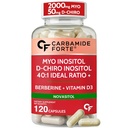Carbamide Forte Myo Inositol & D Chiro Inositol Supplement | Inositol Supplements with Berberine, l-Methyl Folate, Vitamin D3 & Selenium | Ideal 40:1 Ratio - 120 Capsules