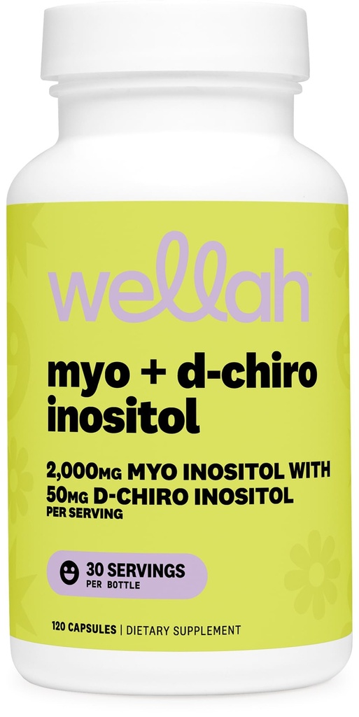 Wellah Myo & D-Chiro Inositol for Women 120 Capsules - 2,000mg of Myo Inositol with 50mg of D-Chiro Inositol, Supplement for Women, 30 Servings