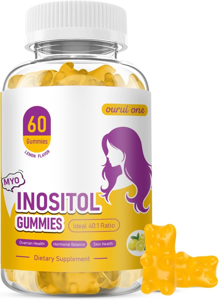 Myo & D-Chiro Inositol Gummies for Women – 40:1 Ratio Hormone Balance & Fertility Support with ALA, Vitamin D3, B12 & Chromium – Lemon Flavor Inositol Supplement for Women– 60 Gummies 1 Pack
