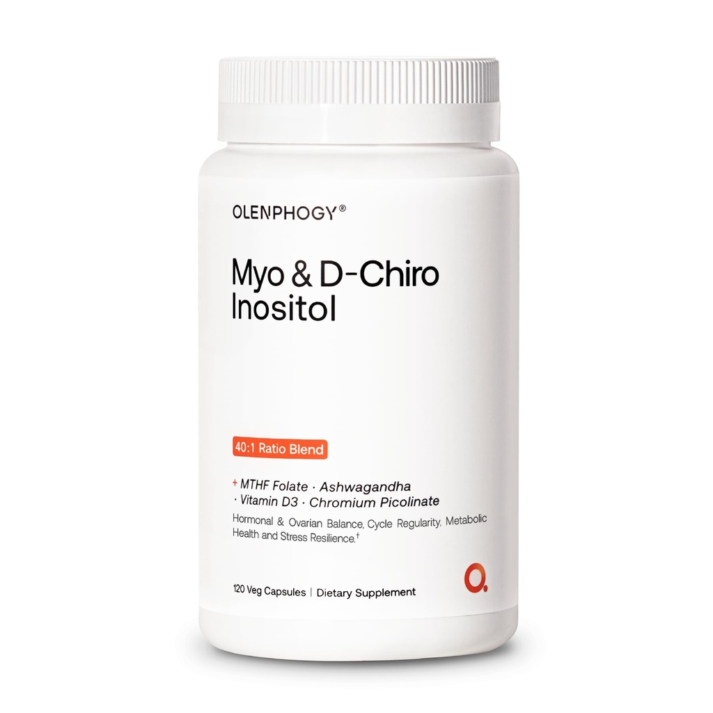 Myo-Inositol & D-Chiro Inositol Supplement for Women – 40:1 Inositol Plus Folate, Vitamin D3, Ashwagandha,Chromium Picolinate– Supports Hormonal & Ovarian Health,Regular Cycles–30 Servings