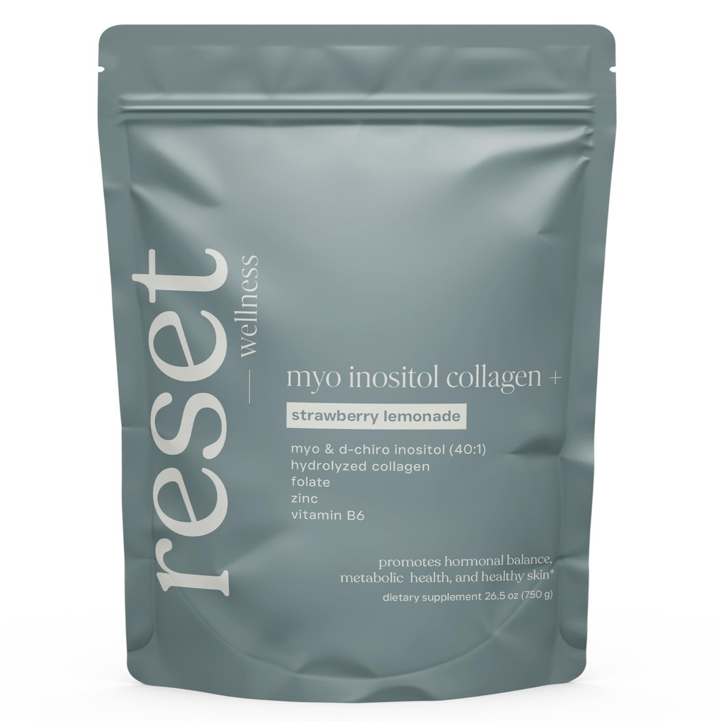 MYO INOSITOL Collagen+ Myo-Inositol & D-Chiro Inositol (40:1), Hydrolyzed Collagen, Folate, Zinc & Vitamin B6 Hormonal Balance, Fertility, Skin & Hair Support Strawberry Lemonade 750 g