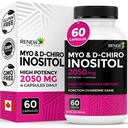 Renew Actives Myo-Inositol & D-Chiro Inositol – Promotes Balanced Ovarian Function, Regulates Menstrual Cycle, Hormonal Harmony, & Metabolic Health for Women's Wellness – 60 Capsules