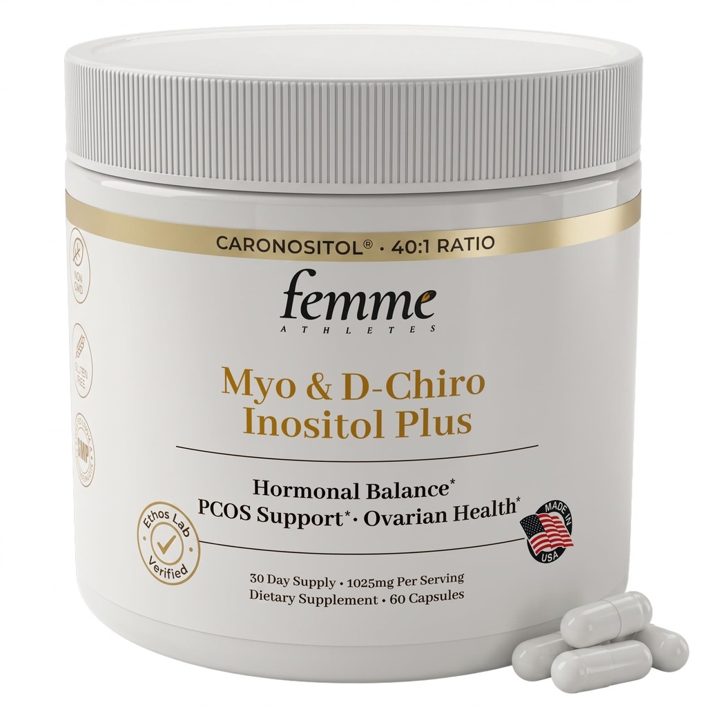 Myo & D-Chiro Inositol Plus 40:1 | 1025mg | Caronositol | Hormonal Balance & Cycle Support for Women | Mood Stability | Non-GMO Vegan | 60 Capsules