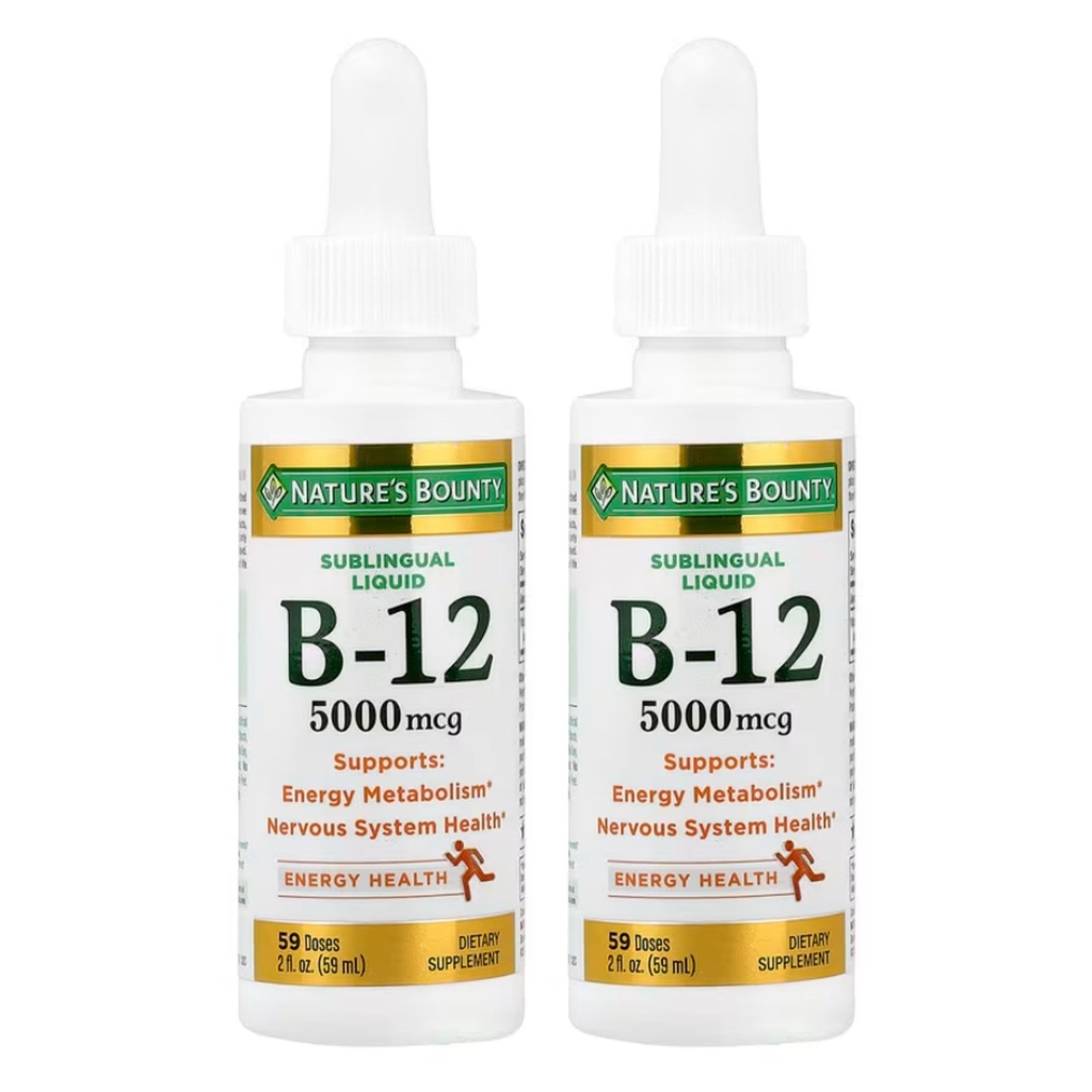 Nature's Bounty B-12 5000 mcg Υπογλώσσια Υγρή Ενέργεια Υγεία, 2 Fl Oz (2 μπουκάλια)